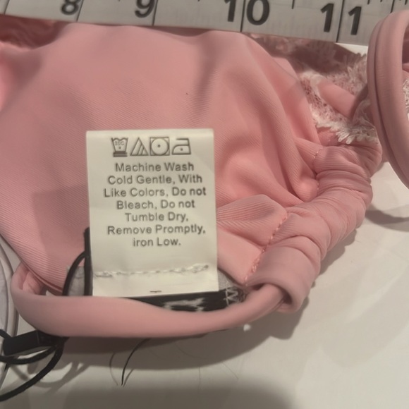 Princess Polly Haily Richard Halter Bikini Top Pink Lace Detail Size 2 - Picture 10 of 10
